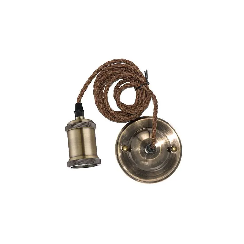 Highlight DURALAMP® Lampenhalter + Fassung BRAUN | 2m | E27 | 220-240V | Ottone anticato