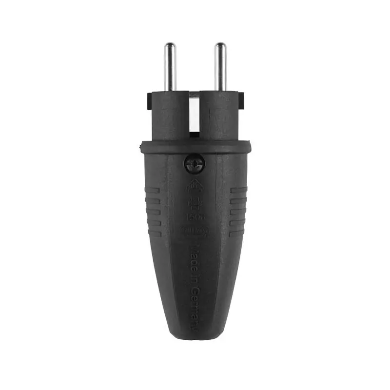 Gummi-SCHUKO-Stecker schwarz IP44 + Erdung CEE 7/VII HAMMER Symbol Letzte Chance