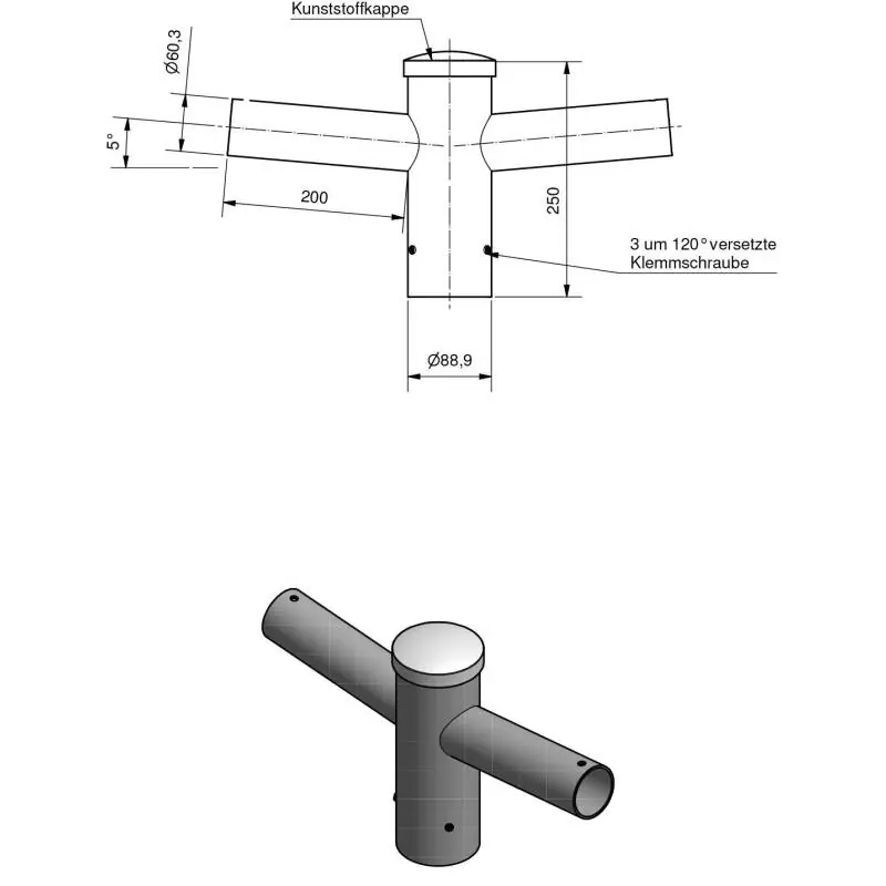 Lichtmast Doppelaufsatz DAF 76/60-200 Markenprodukt