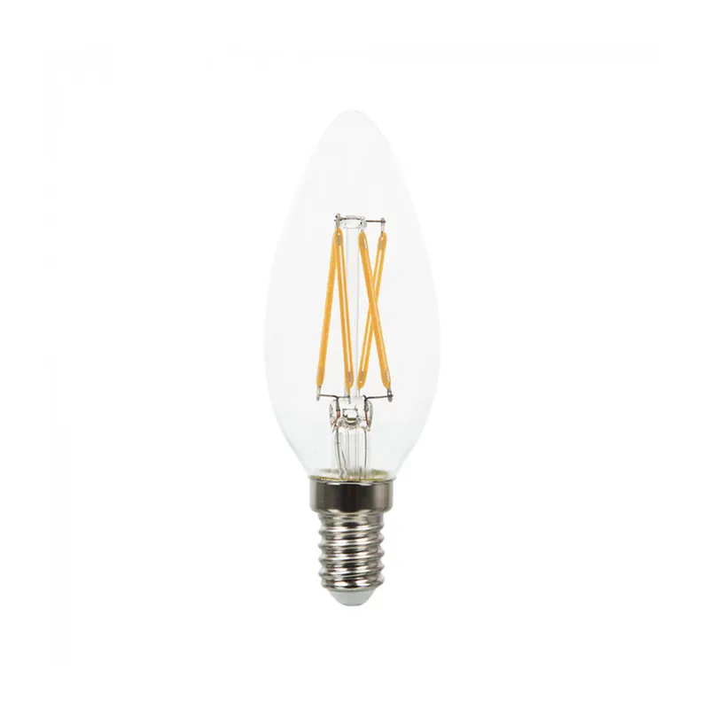 E14 Filament LED Leuchtmittel, Dimmbar, 4W, 350lm, warmweiß, kerzenförmig Preis Gesenkt