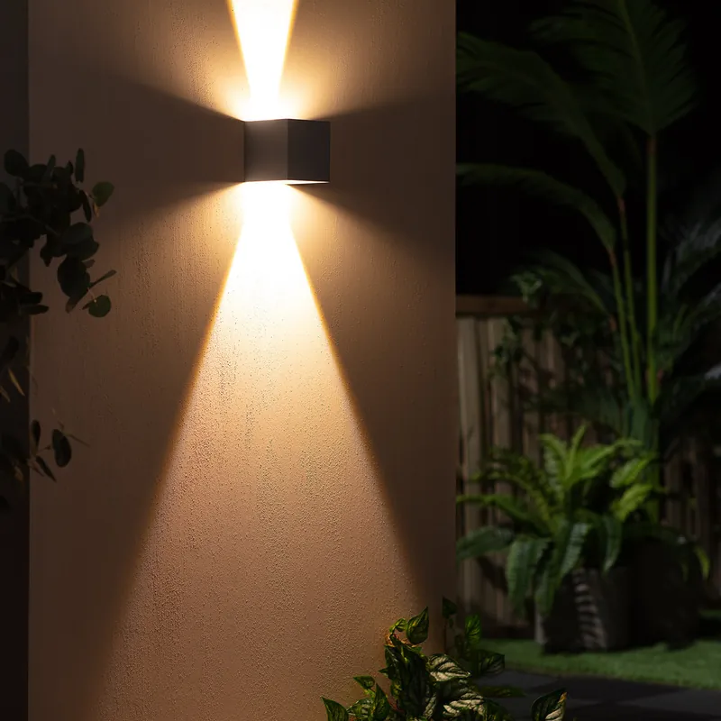 LED Wandleuchte Eros, up/down, 2700K, 6W, eckig, grau, IP44, inkl. LED-Treiber Echt