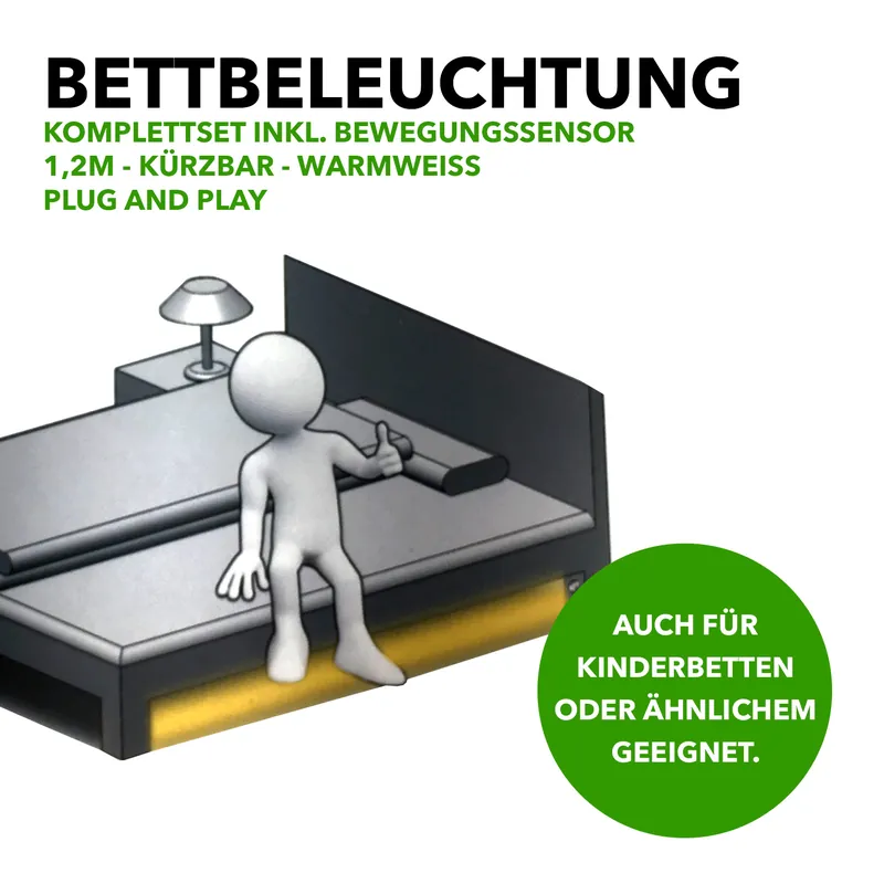 LED-Strip Bettbeleuchtung/Komplettset inkl. Bewegungssensor, 1,2m, Warmweiß Jetzt Kaufen