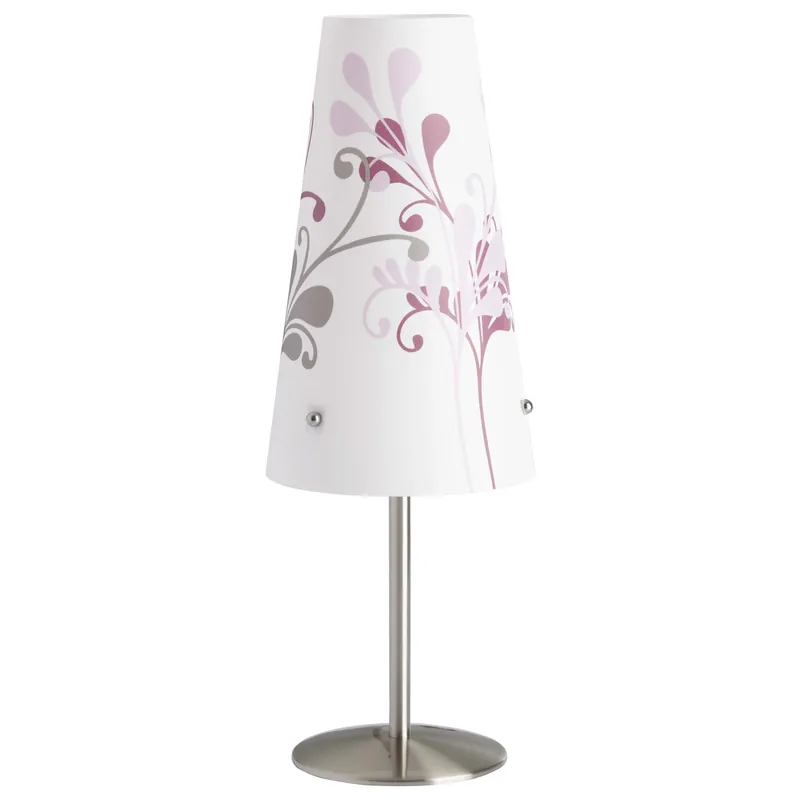 Neu Im Sortiment Brilliant Tischleuchte Isi eisen-weiß-floral E14 max. 40W