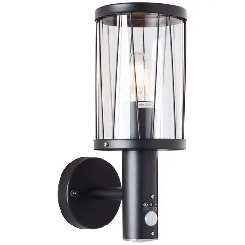 Top-Seller Brilliant Außenwandleuchte REED schwarz matt E27 max. 60W mit Bewegungsmelder IP44