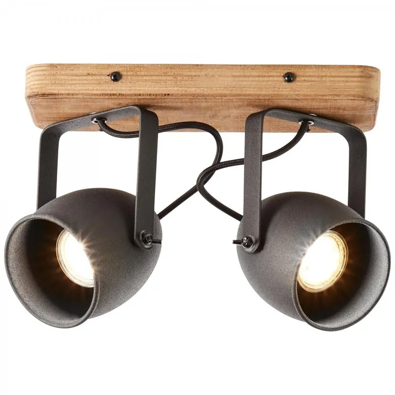 Nur Heute Brilliant Deckenstrahler Crowton kohlenschwarz holz GU10 max. 6W schwenkbar