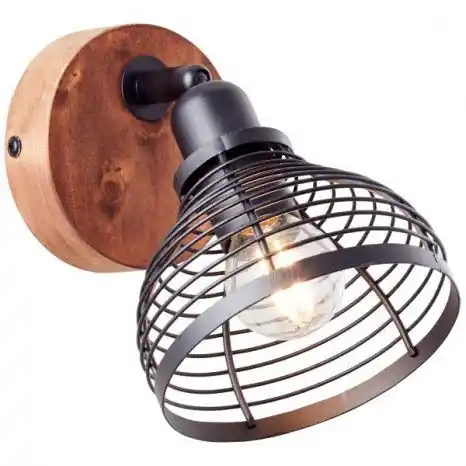 Brilliant Wandspot Avia schwarz Holz rustikal E14 max. 40W schwenkbar Wochenendangebot