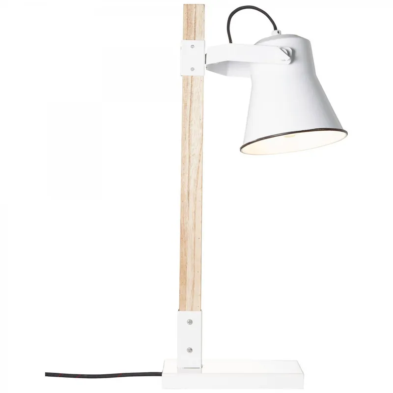 Brilliant Tischleuchte Plow weiß holz hell Landhaus stil E27 max. 10W schwenkbar Expressversand