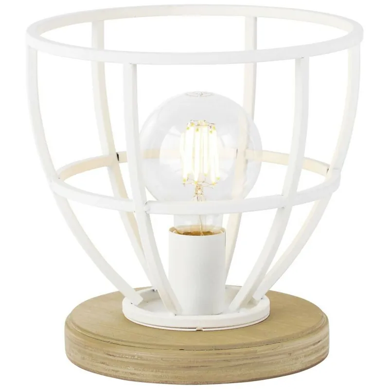 Brilliant Tischleuchte Matrix Wood weiß E27 max. 40W Ø19,5cm Direkt Vom Hersteller