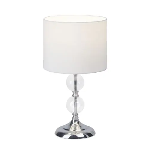 Sofort Bestellen Brilliant Tischleuchte Rom chrom weiß Glas Textil E27 max. 60W