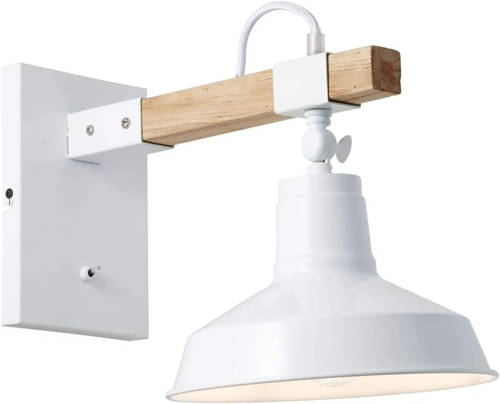 Brilliant Wandleuchte Hank weiß Holz E27 max. 40W mit Schalter Sale