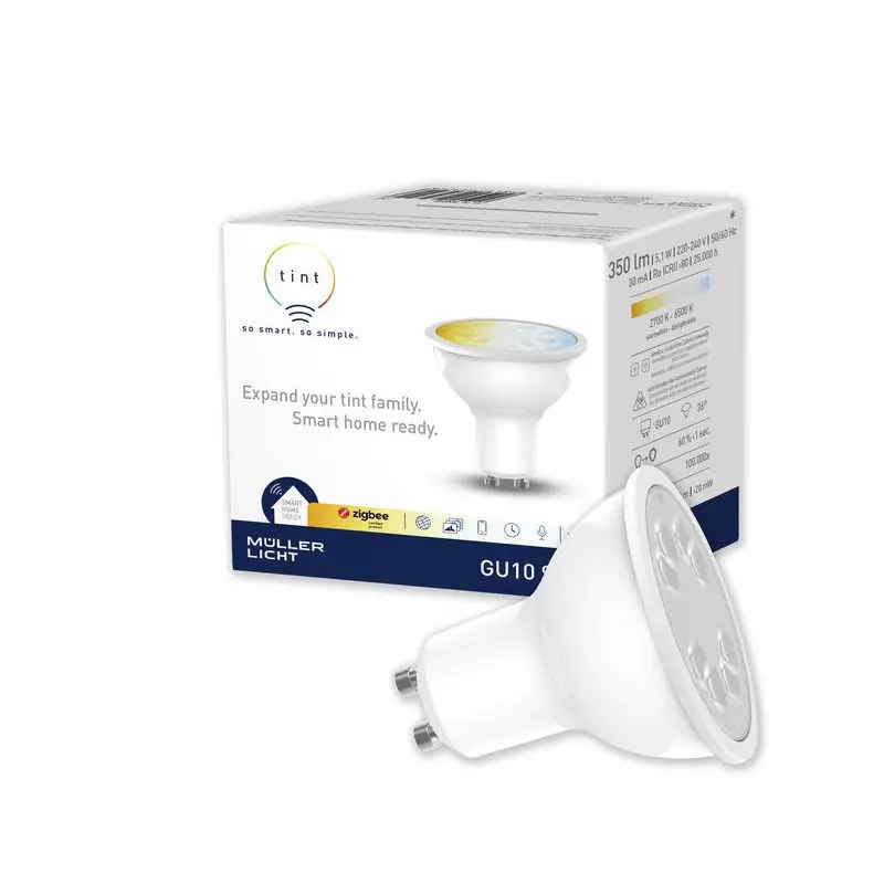 Kostenloser Versand Müller Licht LED Tint Leuchtmittel Reflektorform GU10 350lm 2700-6500K Warmweiß-Tageslichtweiß