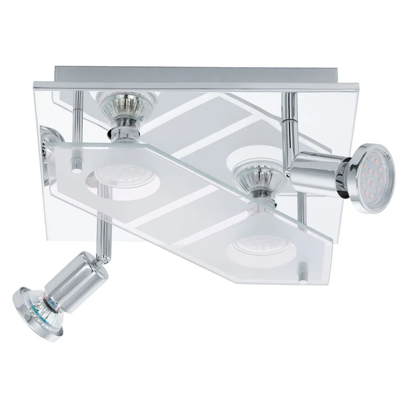 Mega-Angebot Eglo LED Deckenleuchte Cabo 1 chrom weiß GU10 4x3W 3000K Warmweiß schwenkbar