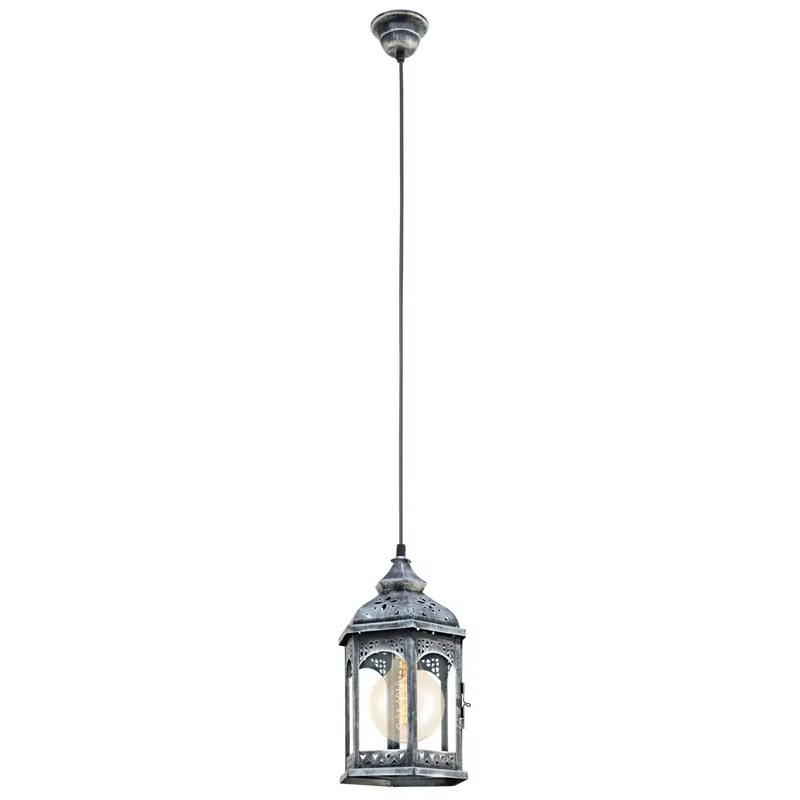 Mega-Angebot Eglo Pendelleuchte Redford 1 silber Antik E27 Max. 60W