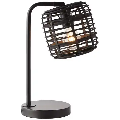 Brilliant Tischleuchte Crosstown Rattan schwarz E27 max. 40W schwenkbar mit Kabelschalter Neue Kollektion