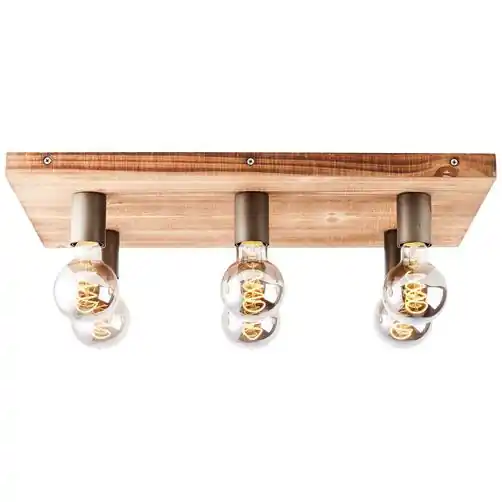 Sonderaktion Brilliant Deckenleuchte Panto schwarz stahl Holz E27 max. 40W
