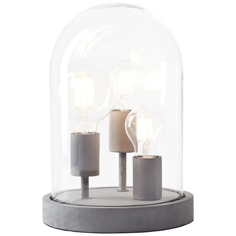 Brilliant Tischleuchte Indus grau 3xE27 max. 25W Ø235mm mit Kabelschalter Beliebt