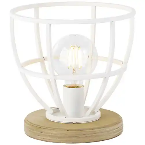 Brilliant Tischleuchte Matrix Wood Weiß E27 Ø25cm ohne Leuchtmittel Bestpreis