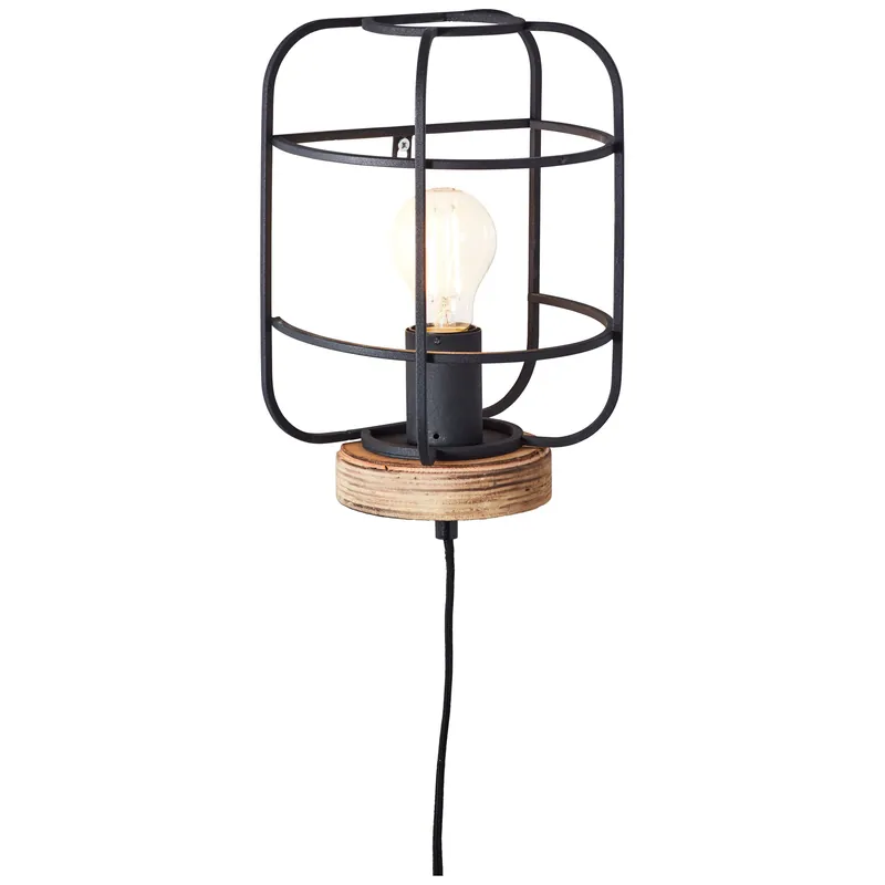 Markenprodukt Brilliant Wandleuchte Gwen antik holz schwarz E27 max. 52W