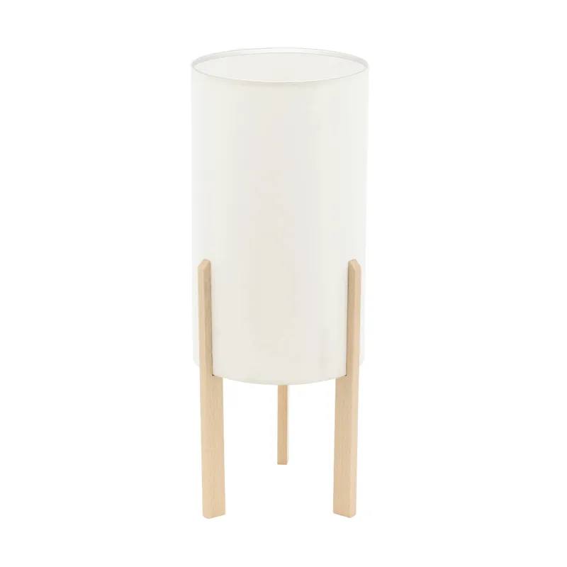 Preis Gesenkt Eglo Tischleuchte Campodino Holz Textil weiß E27 Max. 60W Höhe 40cm Ø16cm