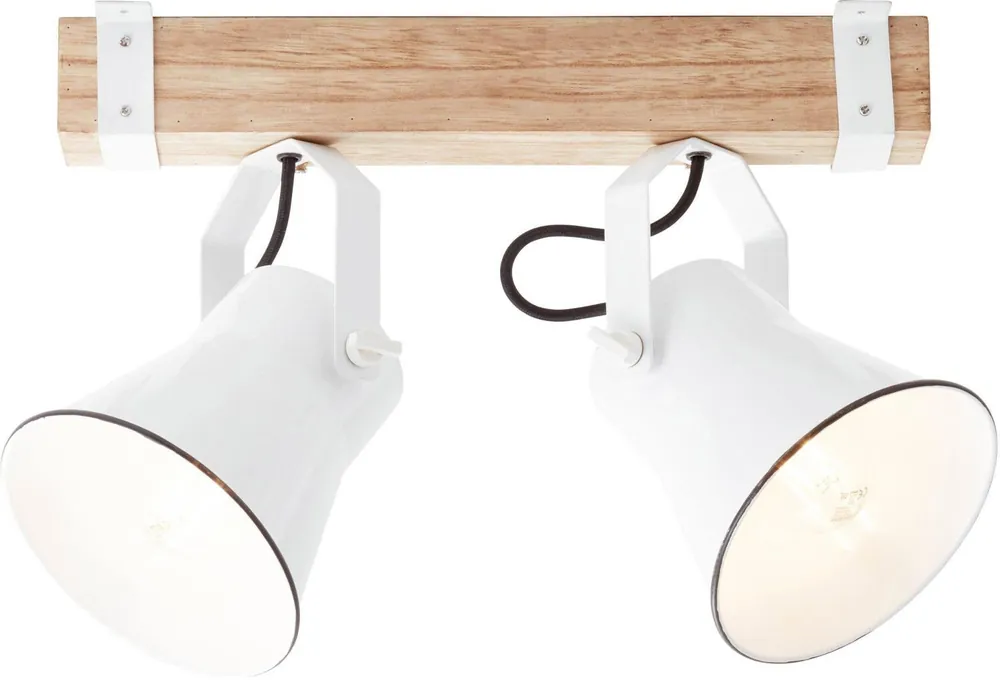 Highlight Brilliant Deckenstrahler Plow Holz weiß Landhaus stil E27 max. 10W