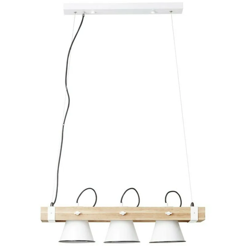 Ausverkauf Brilliant Pendelleuchte Plow weiß holz hell Landhaus stil E27 max. 3x10W