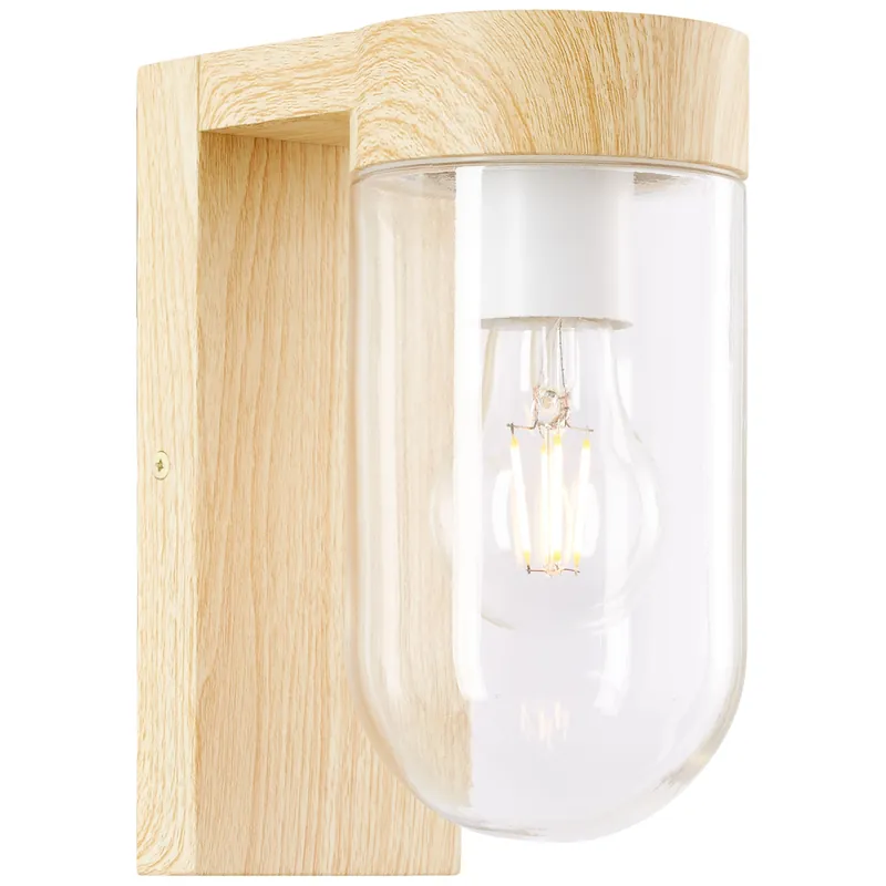Expressversand Brilliant Außenwandleuchte Cabar Holz Optik E27 max. 40W IP44