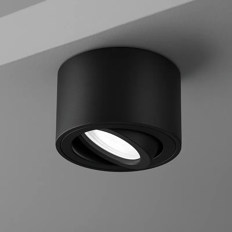 Must-Have LED Aufbaustrahler Flach Milano Small | Rund Ø80mm | Schwarz | inkl. LED 5W 7W Warmweiss o. Neutralweiss | Aluminium | 230V