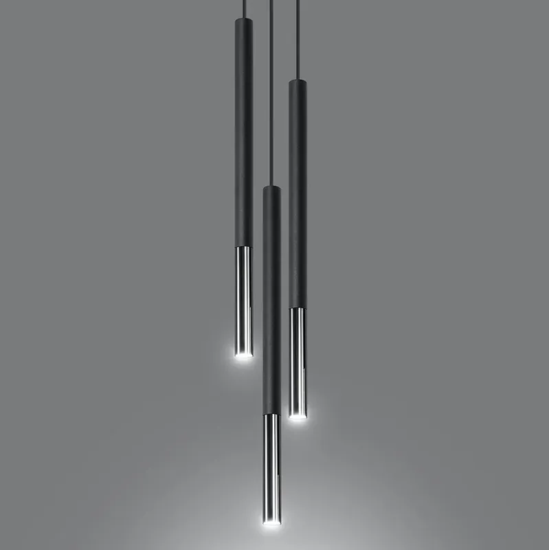 Top-Preis Pendelleuchte 3-flammig aus Stahl -3P Rund Schwarz-Chrom 20cm x 20cm x 100cm IP20 G9 230V