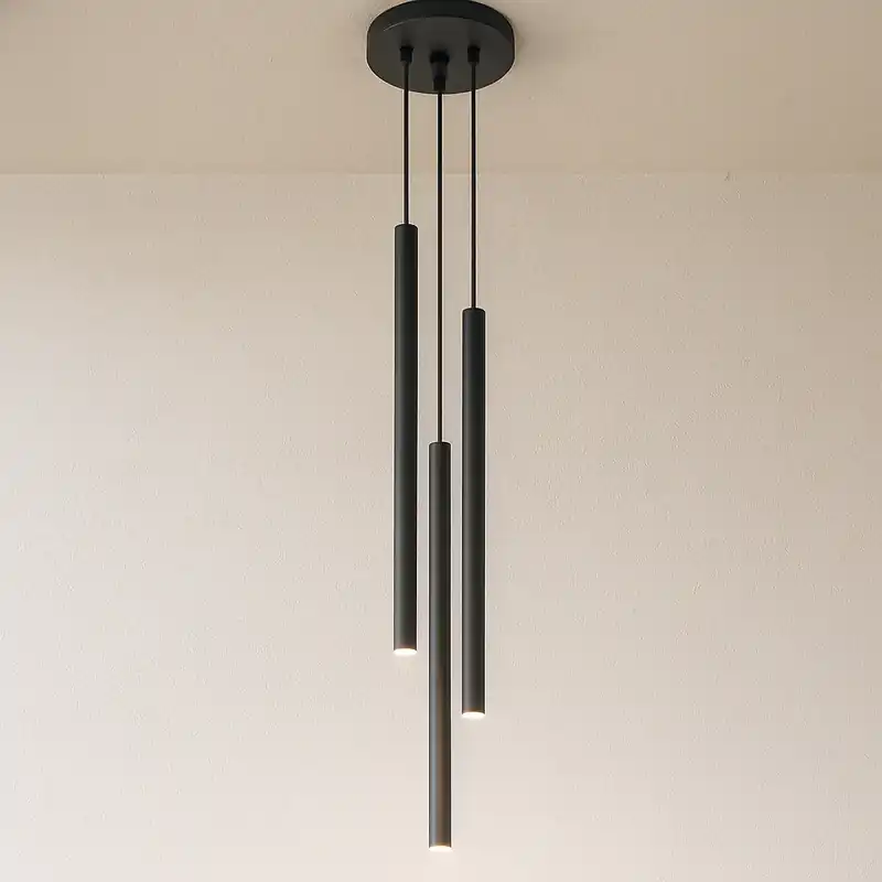 Pendelleuchte 3-flammig aus Stahl -3P Rund Schwarz 20cm x 20cm x 100cm IP20 G9 230V Kostenfreie Lieferung