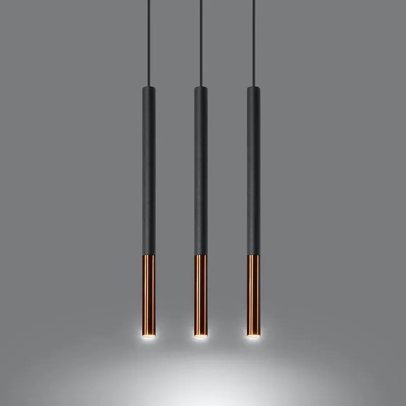 Pendelleuchte 3-flammig aus Stahl -3L Rund Schwarz-Kupfer 30cm x 5cm x 100cm IP20 G9 230V Zertifiziert