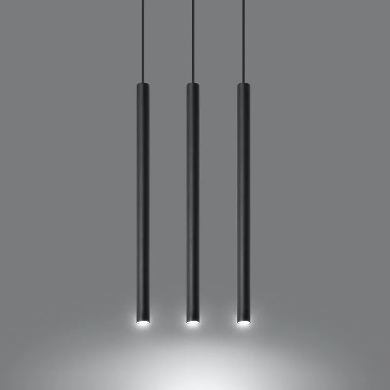 Markenprodukt Pendelleuchte 3-flammig aus Stahl -3 Rund Schwarz 30cm x 5cm x 100cm IP20 G9 230V