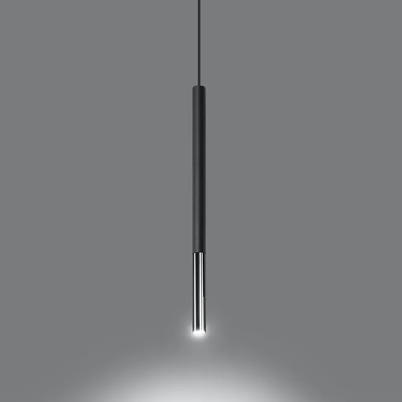 Pendelleuchte 1-flammig aus Stahl -1 Rund Schwarz-Chrom 8cm x 100cm IP20 G9 230V Direktkauf
