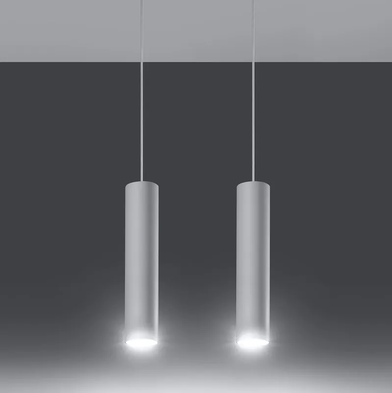 Billig Pendelleuchte 2-flammig aus Stahl -2 Rund Weiß 30cm x 6cm x 100cm IP20 GU10 230V