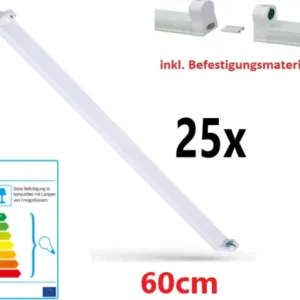 Letzte Chance 25er Pack Spectrum LED Fassung Halterung T8 Lichtleiste 60cm für LED Röhren G13 Kunststoff verbindbar