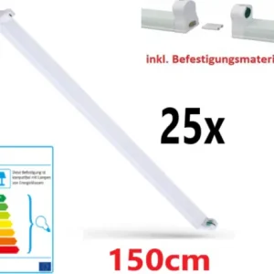 25er Pack Spectrum LED Fassung Halterung T8 Lichtleiste 150cm für LED Röhren G13 Kunststoff verbindbar Online Kaufen