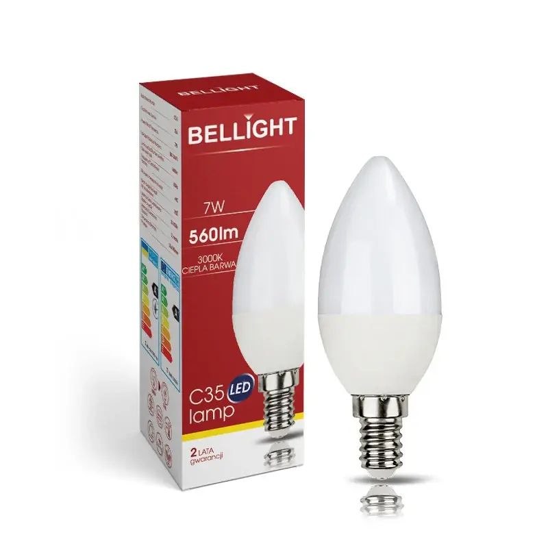 Bellight LED E14 C35 Kerzenform 7W = 60W 230V Leuchtmittel 560lm 360° Warmweiß 3000K Schnäppchen