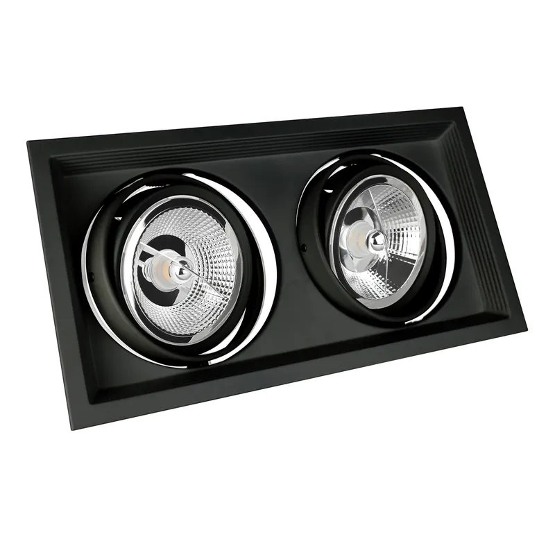 Schnäppchen Spectrum LED MDD Maxi Due GU10 AR111 2fach Einbaustrahler 2x 25W schwenkbar schwarz eckig
