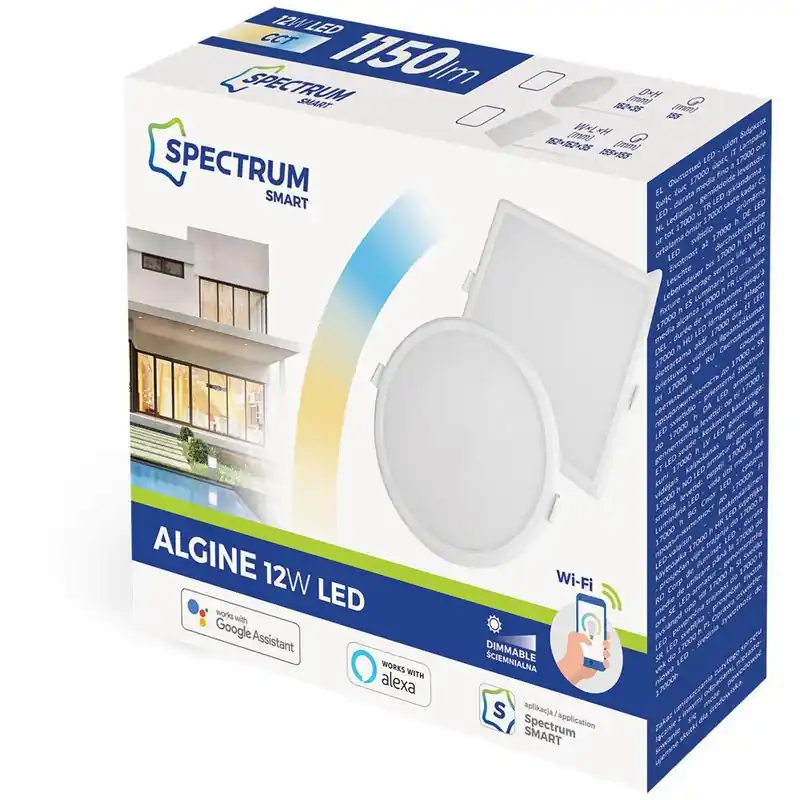 Top-Angebot Spectrum LED Panel SMART Home Einbauleuchte 12W eckig weiß 1150lm Alexa Google Warm bis Kalt 3000K-6500K DIMMBAR