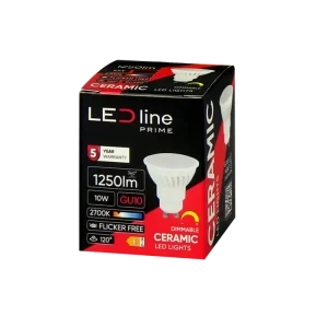 Markenware LED-line Premium LED GU10 10W = 100W Reflektor 1250lm 120° Keramik 170-250V Warmweiß 2700K DIMMBAR
