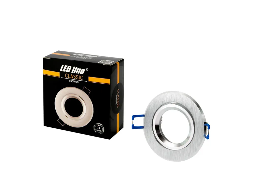 Preisknaller LED-line Einbaustrahler rund Ø83mm Spot schwenkbar IP20 Downlight max. 35W silber gebürstet