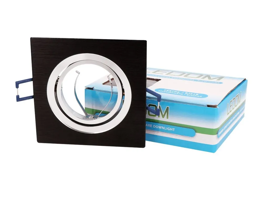 Rabatt LEDOM Einbaustrahler max. 35W Spot schwenkbar IP20 Downlight eckig schwarz gebürstet