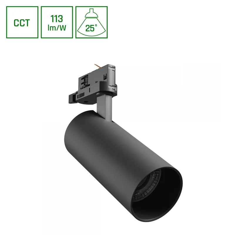 Super-Preis ANDROMEDA LED Stromschienenstrahler 3-Phasen 24W 25° CCT Schwarz