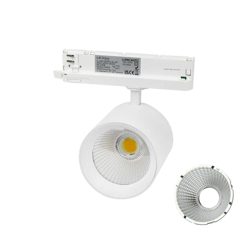 Neu Im Sortiment LUMICANTO LED Stromschienenstrahler 3-Phasen 12-42W 36/60° CCT Weiß