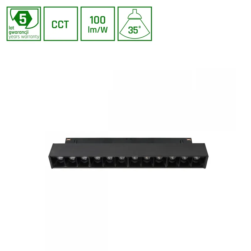 GRID S LED Stromschienenstrahler 48V 12W 35° CCT UGR<19 Blendfrei Schwarz Finale Aktion