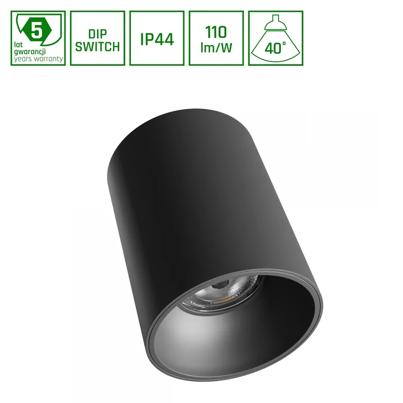 Spectrum LED Orbito Surface Deckenleuchte 14-27W rund 40° DIP SWITCH 3000lm schwarz IP44 Aufbau UGR>19 Warmweiß 3000K Nur Heute