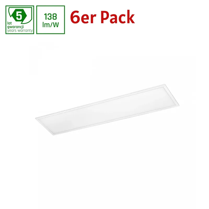 6er Pack Spectrum LED Panel ALGINE BACKLIGHT 40W mit Philips Treiber 30x120cm eckig 5500lm 120° IP20 Kaltweiß 6000K Online Kaufen