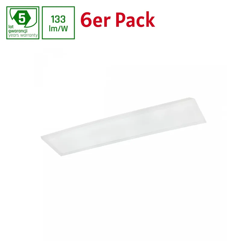 6er Pack Spectrum LED Panel Algine Backlight 40W eckig 30x120cm 5300lm 120° IP20 Neutralweiß 4000K Heißes Angebot