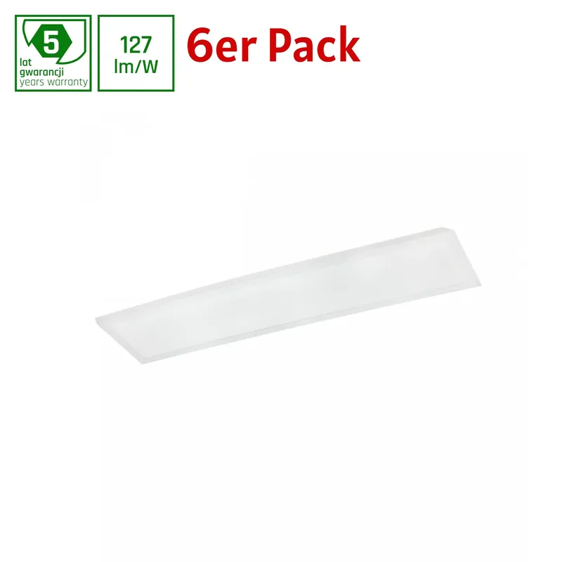 6er Pack Spectrum LED Panel Algine Backlight 30W eckig 30x120cm 3800lm 120° IP20 Warmweiß 3000K Letzte Chance