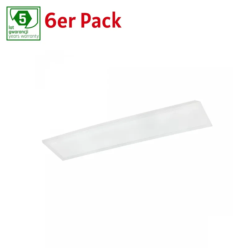 6er Pack Spectrum LED Panel Algine Backlight 40W eckig 30x120cm UGR <19 5400lm 90° IP20 Warm 3000K Neuheit