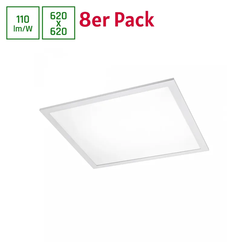 8er Pack Spectrum LED Panel Algine 35W eckig 62x62cm weiß 3850lm 120° IP20 Warmweiß 3000K Wochenendangebot